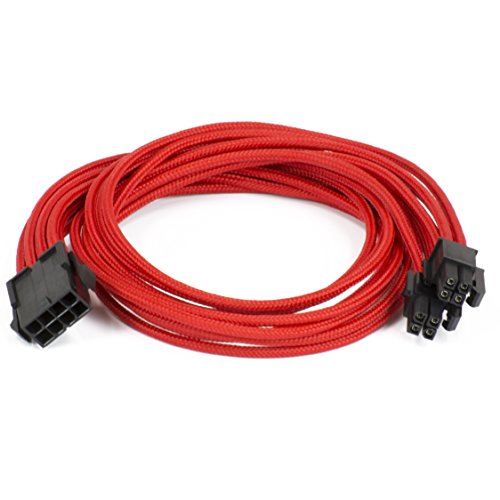 Phanteks Premium - Cable alargador con Funda (19.68 Pulgadas), 8 Pines, Rojo, 8 Pin