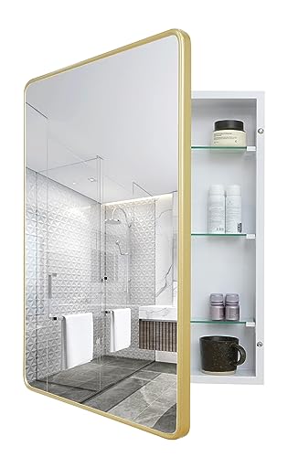 FOMAYKO - clóset de medicina de baño empotrado o montaje en superficie con espejo redondeado...