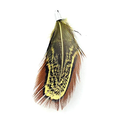 Pluma de faisán amarillo con punta plateada x5