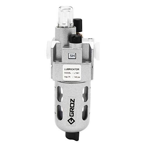 GROZ NPT - Lubricador de aire en miniatura de 1/4 pulgadas | tazón de policarbonato | Tasa de flujo...