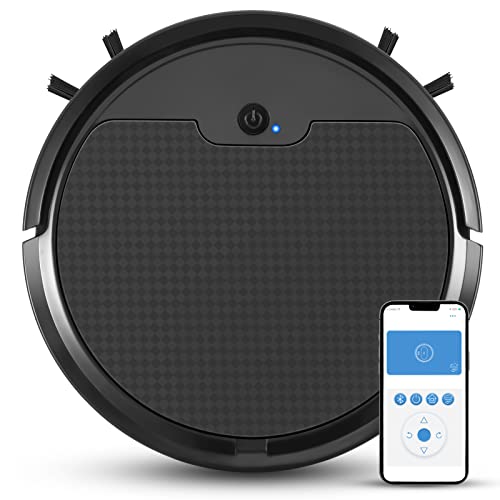Aspiradora Robótica, Robot Aspiradora y Fregona con Succión Fuerte, Aspiradora Robot con Cepillo...
