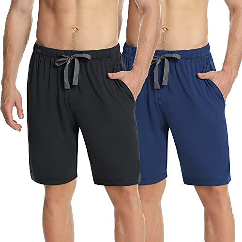 NACHILA Paquete de 2 Pantalones Cortos de Dormir de rayón de bambú Suave para Hombre, cómodos...