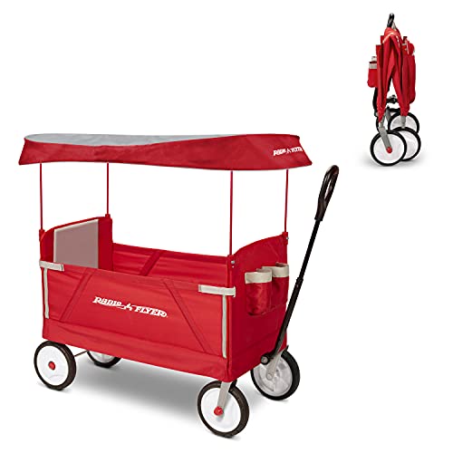 Radio Flyer, 3-en-1 EZ Vagoneta Plegable para Niños con Techo, Wagon Plegable Convertible,Jardín y...
