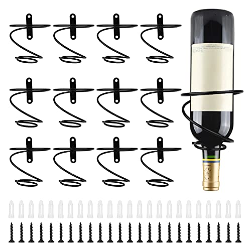 Yimerlen 12 soportes de pared en espiral para vino, estante de vino montado en la pared, soporte de...