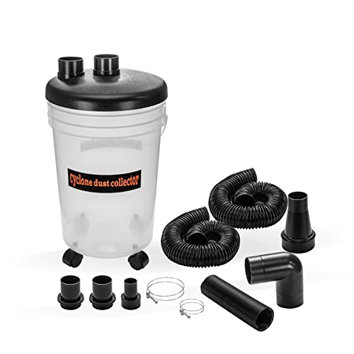 POWERTEC 70293V Kit de colector de polvo y separador ciclón con cubeta de polvo transparente de 6...