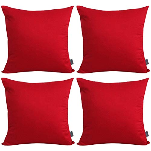 Paquete de 4 fundas de almohada decorativas de algodón cómodas, sólidas, cuadradas, fundas de...