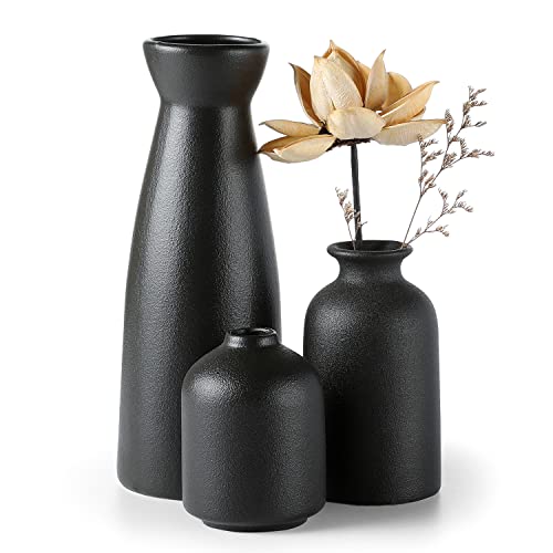 CEMABT Juego de jarrón de cerámica Blanca, 3 jarrones pequeños para decoración, decoración...