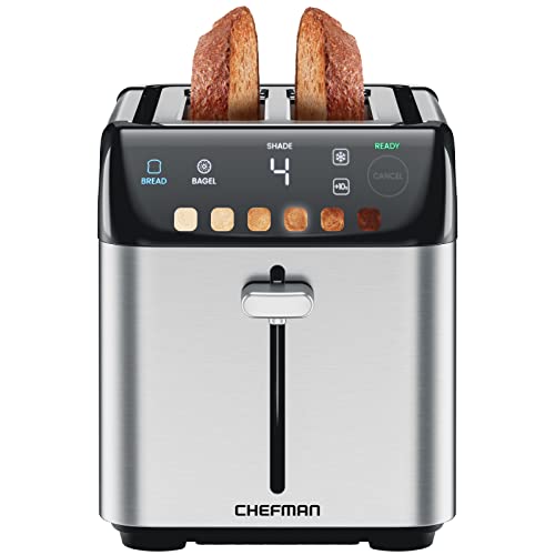 Chefman Smart Touch Tostador 2 rebanadas digital, 6 definiciones de tonalidad, tostadora de acero...