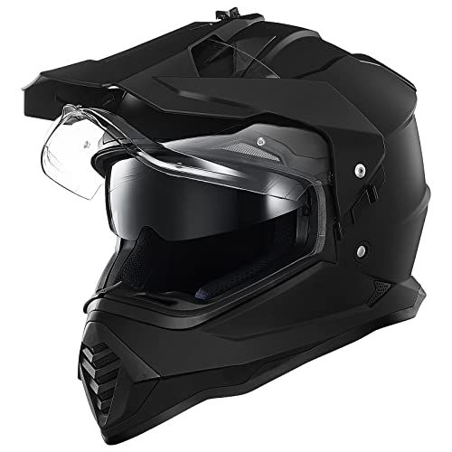 ILM Casco de motocicleta Dual Sport Adventure con visera solar compatible con Pinlock, motos de...