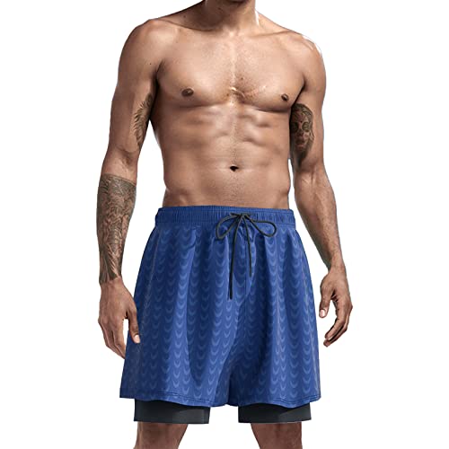 PYOUG Traje de Baño Hombre Corto, Trajes de Baño Hombre 2 in 1, Bañador Hombre Secado Rápido,...
