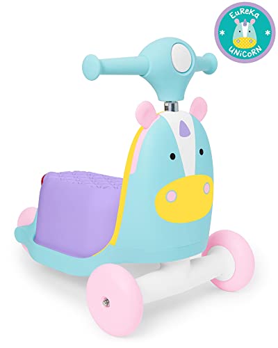 Skip Hop Carrito montable juguete 3 en 1 para niños, patinete y vagón, Unicornio