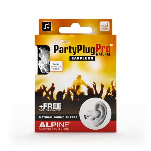 Alpine PartyPlug Pro Tapones auditivos lineales filtrados para Fiestas, festivales de música y...