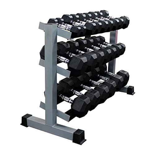 Tayga Set 10 Pares Mancuernas Hexagonales 5 a 50 lb con Rack