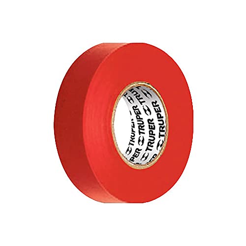 Truper M-33R, Cinta de aislar, 18 m x 19 mm, roja, adhesivo acrílico