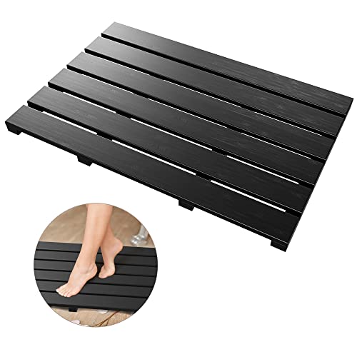 Alfombrilla de baño para ducha de lujo, antideslizante, de madera de bambú, impermeable, para uso...