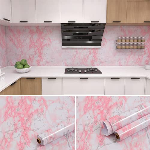 Papel Tapiz Marmol Adhesivo de 500 x 60 cm,Papel Tapiz para Cocina Lavable,Adecuado para la...