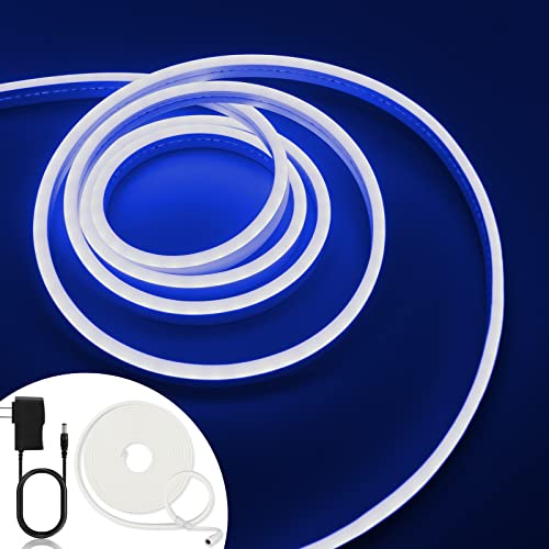 SWELCOLL - Luz LED de neón flexible de 5 m, monocromo ajustable, 12 V, resistente al agua,...