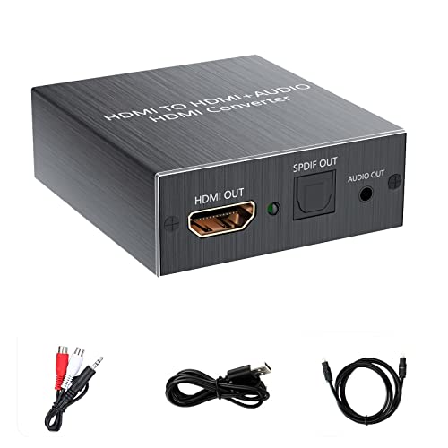Extractor de audio HDMI, Tiancai HDMI a HDMI y Toslink/óptico o audio jack de 3,5 mm, compatible...