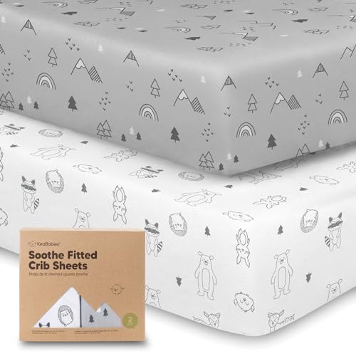 Paquete de 2 sábanas bajeras para Cuna de bebé, Suaves y Transpirables para niños y niñas, se...