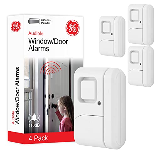 GE 45174 - Alarma de seguridad personal para ventanas y puertas, paquete de 4, protección de...