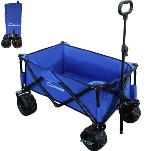 DANCHEL OUTDOOR Vagón Plegable Carro de Compras de jardín portátil con Ruedas Todo Terreno,...