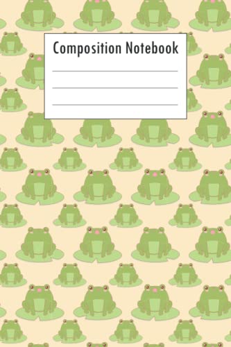 Cuaderno de composición de rana: cuaderno de papel con rayas anchas para niños, adolescentes y...