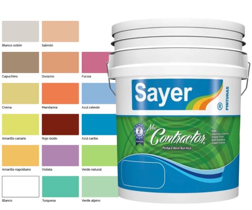 SAYER Pintura VINIL-ACRILICA NEO CONTRACTOR 2 AÑOS DE DURACION PARA INTERIORES Y EXTERIORES CUBETA...