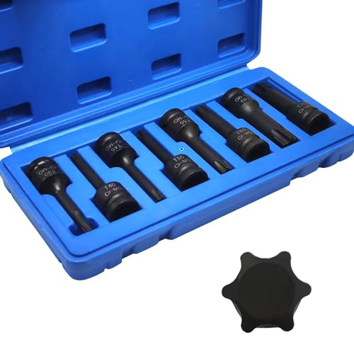 JEUCLEL Juego de 8 puntas Torx Star de 6 puntos, juego de llaves Allen T30 T40 T45 T50 T55 T60 T70...