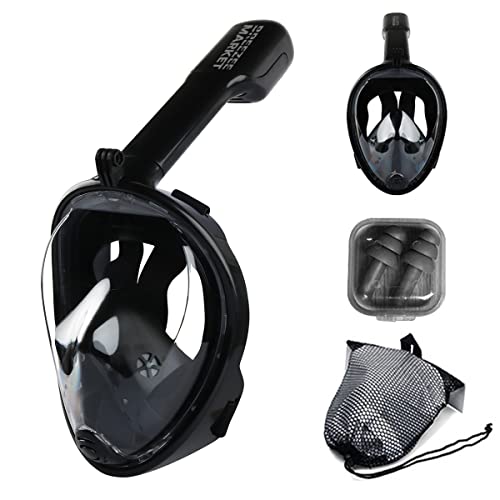 BREEZEE MARKET Mascara Snorkel Anti Empañamiento Visión 180 de Cara Completa para Buceo, antivaho...