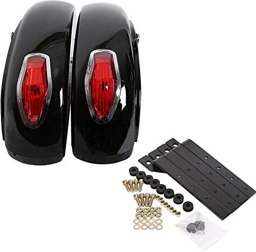 KUAFU Alforja dura universal para cajuela de motocicleta, con luces con cerraduras, compatible con...