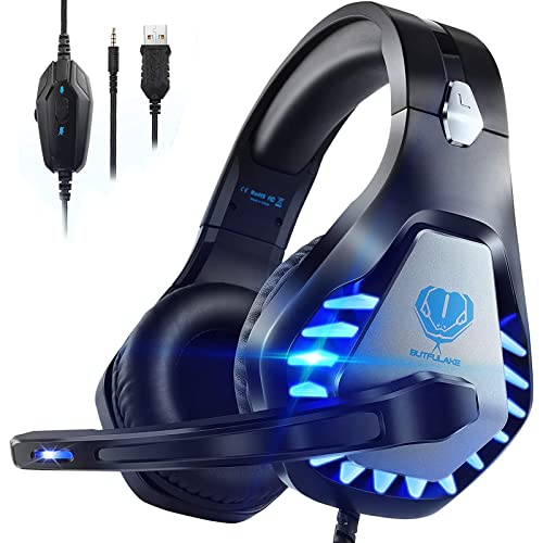 Pacrate Audífonos Gamer con Micrófono para PS4 PS5 Xbox One PC Mac Headset Gaming Luz LED...