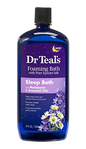 Dr Teal's Baño de espuma con sal de Epsom pura para dormir con melatonina y aceites esenciales 34...