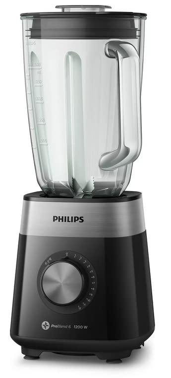 Philips HR2242/91 Licuadora potente 1200 Watts (1.6 HP) (Vaso de Vidrio) Vaso 2L, 12 vel + Pulso. 2...