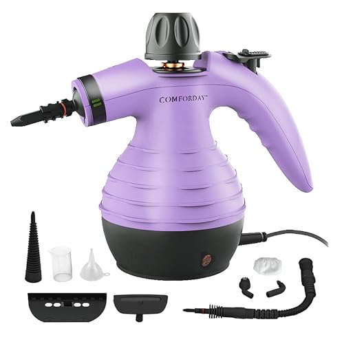 Comforday Limpiador de vapor a presión de mano multiusos con accesorios de 9 piezas, perfecto para...