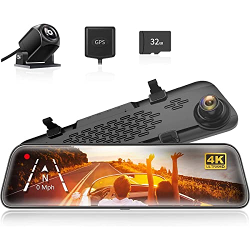 WOLFBOX G840S DashCam con Espejo de 12' 4K, Retrovisor con Camara para Automovil 2160P para Auto y...