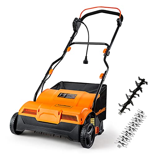 LawnMaster GVB1316 - Dethatcher y escarificador eléctrico de 16 Pulgadas y 13 amperios con Bolsa de...