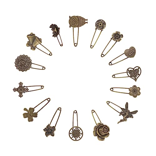 NBEADS 15 broches de seguridad retro de aleación de forma mixta, tamaños mixtos decorativos hiyab...