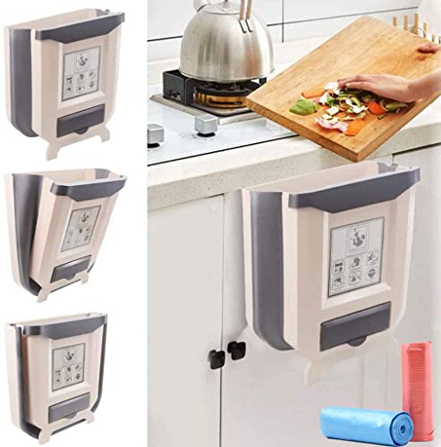 Cubos de Basura Plegable Bote de basura colgante Bote de basura de cocina plegable con 80 bolsas de...