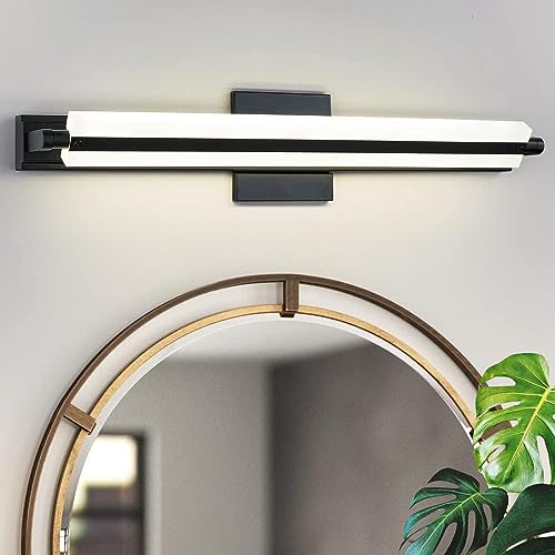Lámparas de baño sobre espejo moderno LED negro con barra de acrílico sólido ajustable para...