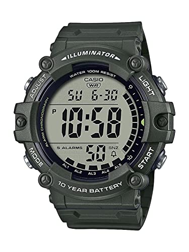 Casio Illuminator AE-1500WHX-3AVCF - Correa extra larga de 100 m, resistencia al agua, 5 alarmas con...