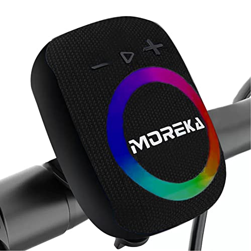 MOREKA Inalámbrico Bocina Bluetooth para Bicicleta Moto Mini Altavoz con Micrófono Luces RGB LED...