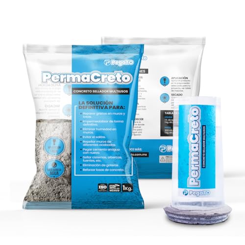 PermaCreto 1KG CONCRETO SELLADOR MULTIUSOS, Sellador Para Grietas En Concreto, Resanador De Paredes,...