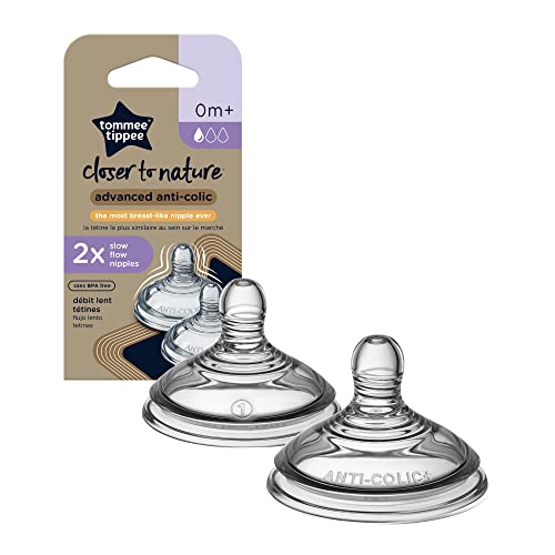Tommee Tippee Reemplazo avanzado de tetina de alimentación con biberón anticólicos, flujo lento,...
