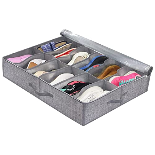 ZENSUKYE Organizador de Zapatos Debajo De la Cama, Para 12 Pares De Zapatos Caja De Almacenamiento...