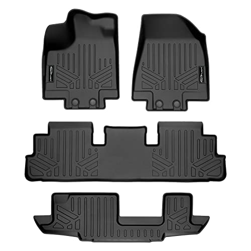SMARTLINER Juego de alfombrillas de 3 filas de ajuste personalizado, color negro, compatible con...