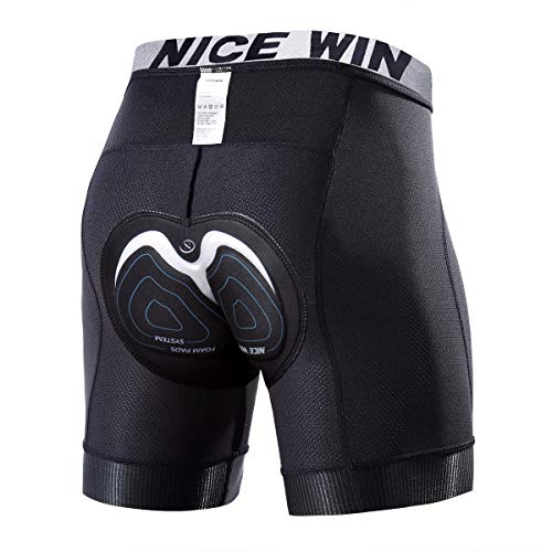 NICEWIN - Pantalones cortos acolchados 4D para hombre, con pierna antideslizante, ropa interior de...