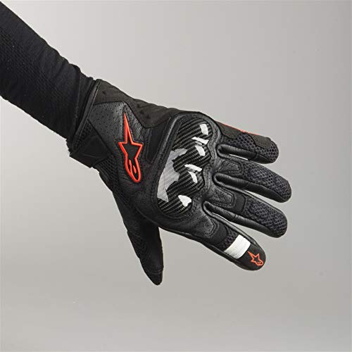 Alpinestars SMX-1 Air V2 - Guantes de piel ventilada, color negro y rojo, todos los tamaños,...