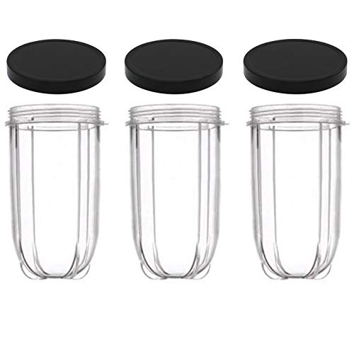 16oz Cups 3 PACK Replacement Cups for Magic Bullet Blender Lids Included Extra Cups