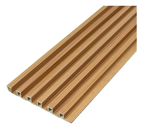 JAUZ IMPROVEMENT Lambrin Decorativo Panel 3D de WPC Acanalado Amplio Tipo Madera para Muro Pared...
