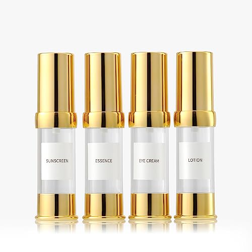 dorado Airless - Juego de botellas de viaje con caja recargable, vacías, botellas de bomba de...